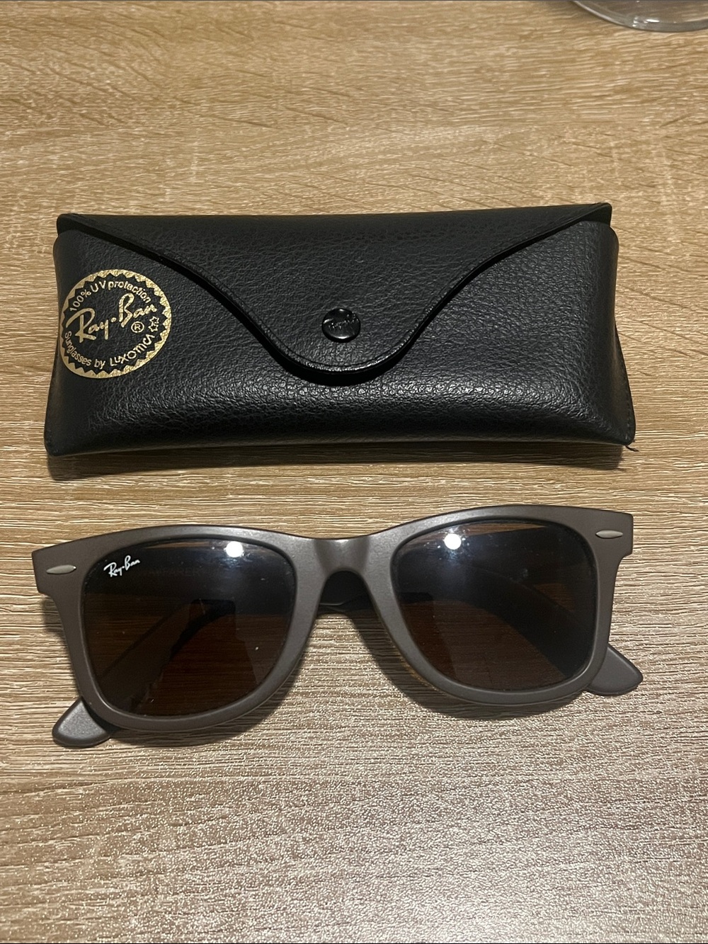 Ray-Ban Brown Wayfarer Sunglasses with Dark Lenses - Picture 3 of 3
